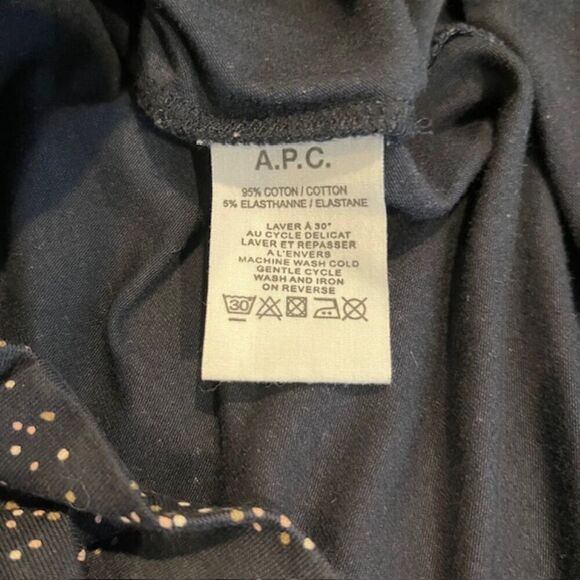 A.P.C. Rue Madame Paris Cherry Dot Cotton Blend Shirt Dress Tie Waist Blue XS - Picture 7 of 11